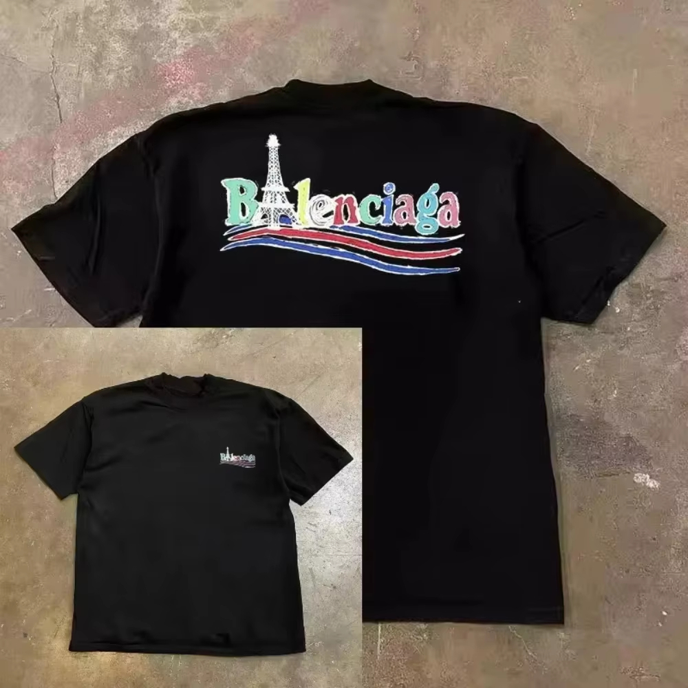 Streetwear Brand In Paris - تي شيرت برسومات برج باريس دوبامين