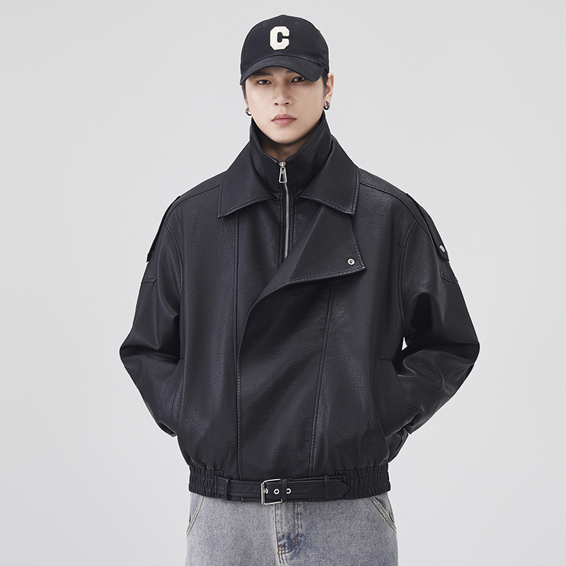 Streetwear Clothing Brand - الخريف الشتاء سترة جلدية الرجال الشارع