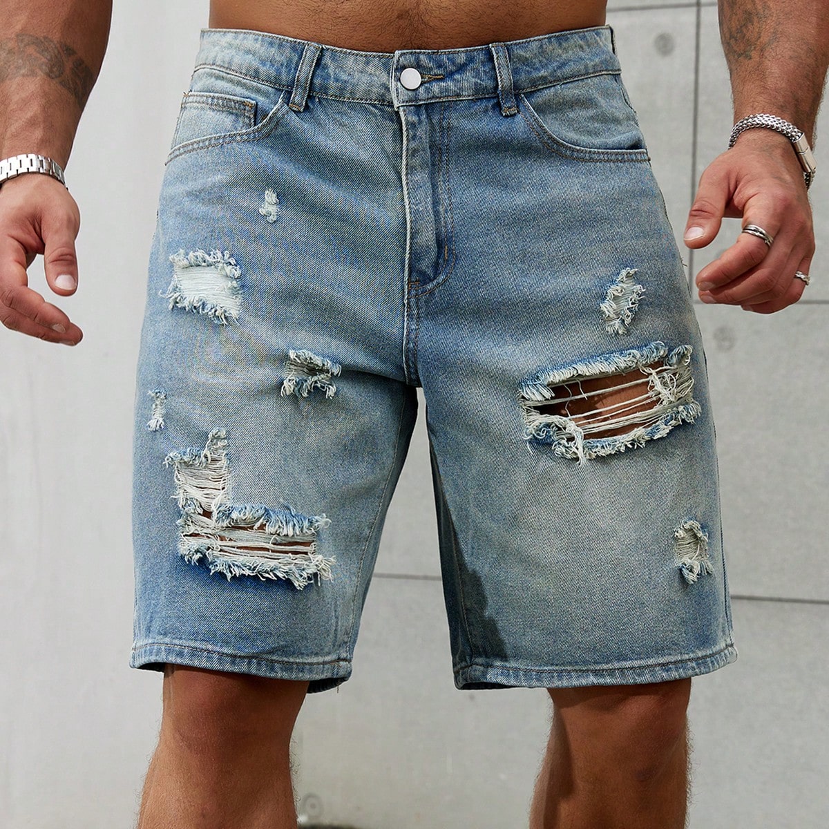 جينز قطني قصير ممزق للرجال ، د - مراجعة Streetwear Clothing Brand وسعره
